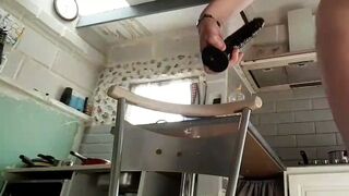 black anal dildo fucking ass in the kitchen cam 02 with masturbation and cum - 1 image