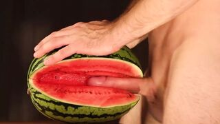 water melon cum - fucking a melon and cumming - 1 image
