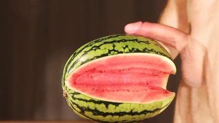 water melon cum - fucking a melon and cumming - 10 image