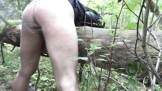 Voyeur POV of creampied FTM cunt & spanking in a forest - 10 image