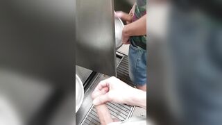 public toilet jerk and wank with a hot guy! huge dick! - 7 image