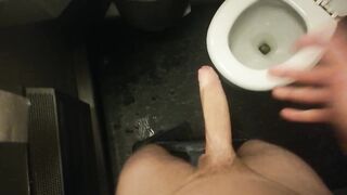 Making a mess on the train toilet. Huge cumshot and pissing... - 5 image