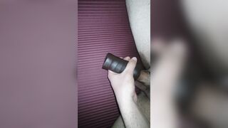 POV Fuck my fake pussy toy and cumming on my gf yoga mat - 2 image