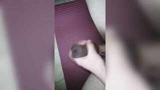 POV Fuck my fake pussy toy and cumming on my gf yoga mat - 4 image