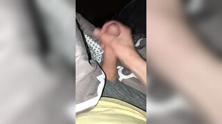 Stepdaddy shooting a load on the couch - 1 image