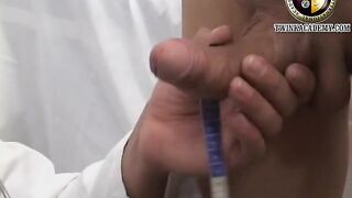 Smooth Latino Twink Cristian is has his penis measured by the doctor - 4 image