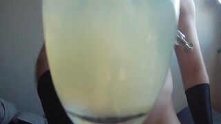 Drinking CUM in a champagne glass - Fetish - Gokkun