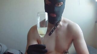 Drinking CUM in a champagne glass - Fetish - Gokkun - 6 image