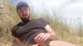 Nude Beach Wanking, ripping underwear off, naked jerk off and cum. - 3 image