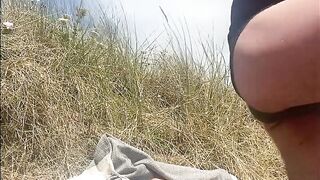 Nude Beach Wanking, ripping underwear off, naked jerk off and cum. - 4 image