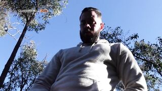 College Stud with Big Cut Cock Wanks Outdoors in Aussie Bush - 5 image