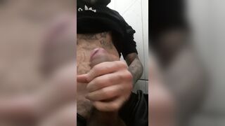 Big cock cum satanist tattooed from hell in toilet - 1 image