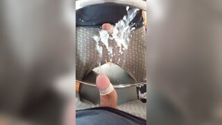 Watching porn and unloading my balls on a mirror resulted in big cum explosion , what a MESS - 8 image