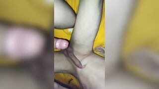 Before sex, she jerks off 2 cocks - to herself and a guy - 2 image
