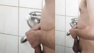 Security Guard taking shower at work and cum big load - 3 image