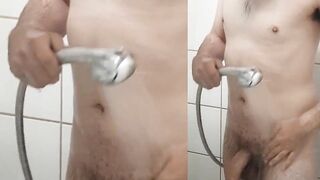 Security Guard taking shower at work and cum big load - 6 image