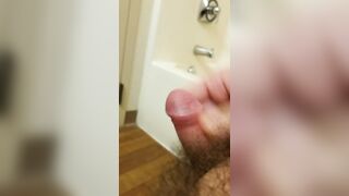 Y'all made me horny - cumshot all over bathroom door and floor  - 10 image