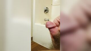 Y'all made me horny - cumshot all over bathroom door and floor  - 4 image