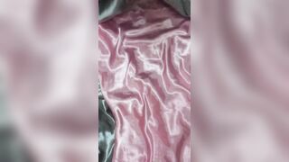 Cum shoot on pink pue satin nachtdown dress - 4 image