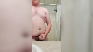 Fat guy jerking off and cums - 8 image