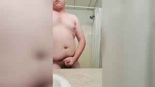 Fat guy jerking off and cums - 9 image