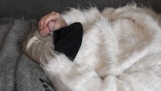 Sweater Fetish, Jumper Fetish - Chase Pike - Fuzzy White Mohair Sweater and vibrator... with cum shot - 2 image