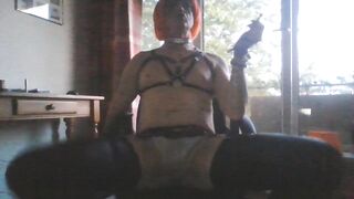 Smoking Sissy Chest Harness and Latex Stockings TessNorthSMK - 6 image
