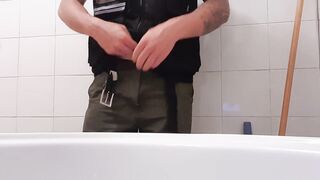 I am at work and I like to film my cock pissing while others work - 2 image