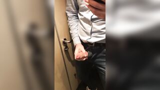 Tired of riding the train and therefore decided to masturbate in the toilet. cumshot a lot - 3 image