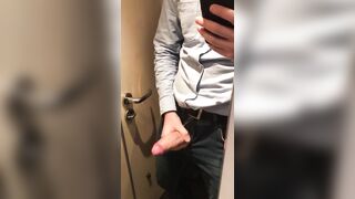Tired of riding the train and therefore decided to masturbate in the toilet. cumshot a lot - 4 image