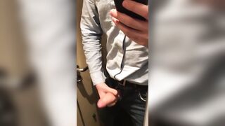 Tired of riding the train and therefore decided to masturbate in the toilet. cumshot a lot - 5 image
