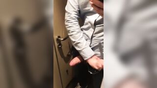 Tired of riding the train and therefore decided to masturbate in the toilet. cumshot a lot - 8 image