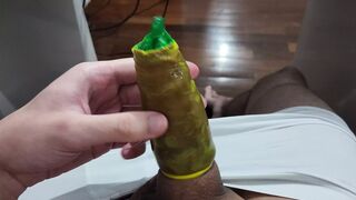 TRYING TO PUT A CONDOM ON MY HUGE DICK - 1 image