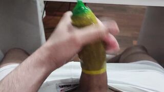 TRYING TO PUT A CONDOM ON MY HUGE DICK - 10 image