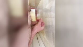 white guy jerking off and cumming on wall - 3 image