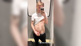 Twink jerk in fitting room and cum on the mirror - 7 image