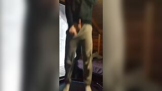 Straight friend films guy with dick out on trampoline - 2 image