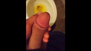 Stroking My Thick Chickdick Over My Pee Yellow Filled Toilet - 1 image