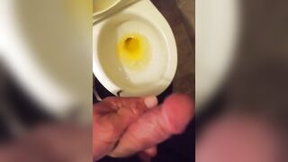 Stroking My Thick Chickdick Over My Pee Yellow Filled Toilet - 10 image