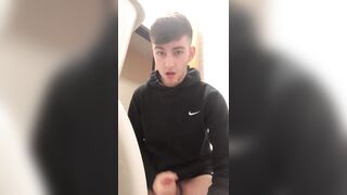 Horny Student Jerks Off and Shows Ass in Toilets - 5 image