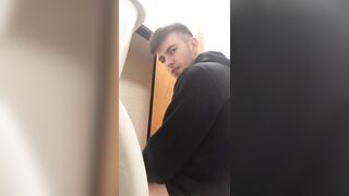 Horny Student Jerks Off and Shows Ass in Toilets - 8 image