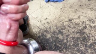 Edging my big cock at work. Huge Cumshot with big weighted balls - 3 image