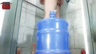 Submissive sitting in a 20 liter gallon - 9 image