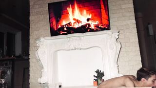 Very hot sex near the fireplace, doggy style, cum shot - 5 image