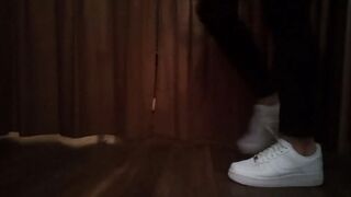 Nike Air Force 1. Tie the 2 laces together, walk, tear. Fetish video made by a sneaker lover boy - 3 image