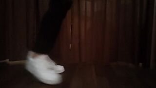 Nike Air Force 1. Tie the 2 laces together, walk, tear. Fetish video made by a sneaker lover boy - 4 image