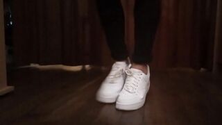 Nike Air Force 1. Tie the 2 laces together, walk, tear. Fetish video made by a sneaker lover boy - 6 image
