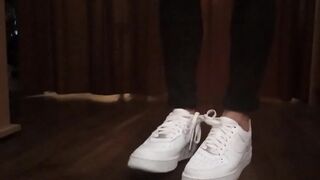 Nike Air Force 1. Tie the 2 laces together, walk, tear. Fetish video made by a sneaker lover boy - 7 image