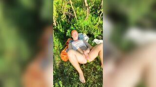Ginger cute boy jerking off in the nature - 5 image