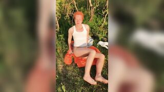 Ginger cute boy jerking off in the nature - 9 image